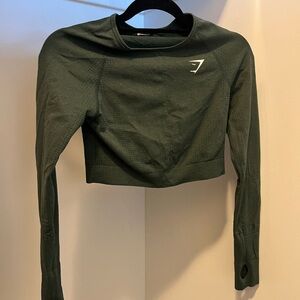 Vital Seamless 2.0 Long Sleeve Crop Top, green, size M